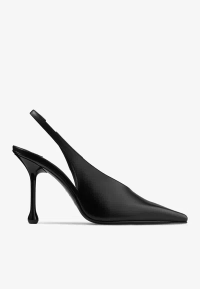 JIMMY CHOO ISA 95 SLINGBACK LEATHER PUMPS