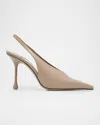 Jimmy Choo Womens Taupe Isa 95 Slingback Leather Heeled Courts In Taupe