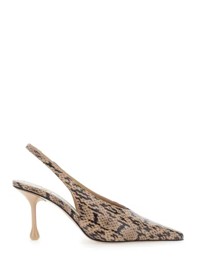 Jimmy Choo Isa Leather Slingback Pumps With Snakeskin Print Effect And 8 Cm Heel In Animal Print