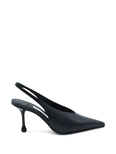 Jimmy Choo High Heel Slingback Pumps Pointed Toe Leather In Black
