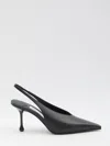 Jimmy Choo Leather Pointed Toe Sling Back Stiletto In Black