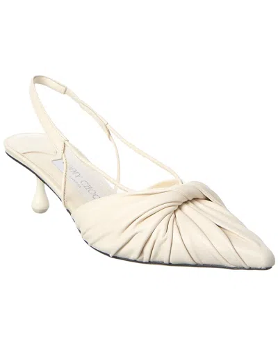 Jimmy Choo Isa/twist 50 Leather Slingback Pump In White