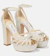 Jimmy Choo 120mm Isra Leather Platform Sandals In Platinum Ice