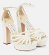Jimmy Choo 120mm Isra Leather Platform Sandals In Latte