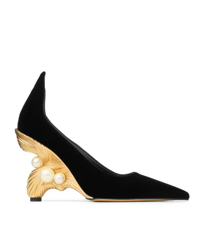 Jimmy Choo 95mm Ithaca Embellished Velvet Pumps In Black