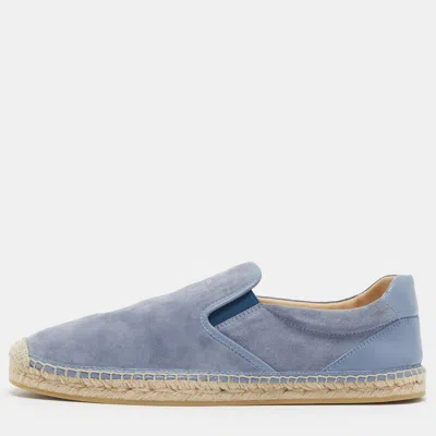 Pre-owned Jimmy Choo Ivan Size 45 Blue Leather And Suede Slip On Espadrille
