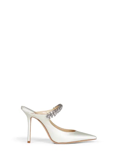 Jimmy Choo Ivory Crystal-embellished Satin Bing 100 Mules In White