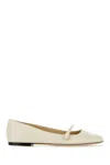 Jimmy Choo White Leather Ballerina Flats In White