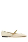 JIMMY CHOO IVORY NAPPA LEATHER TILDA BALLERINAS