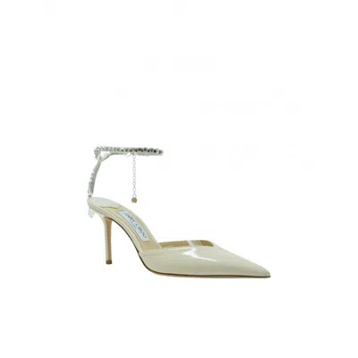 Jimmy Choo Patent Leather Saeda Slingback In Ivory