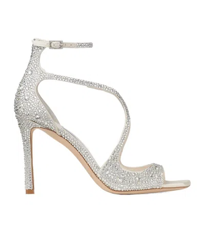 Jimmy Choo Ivory Satin Pumps With Crystal Embellishment