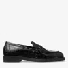 Jimmy Choo Ivy Loafer Black Croc Embossed Leather Loafers Black 38.5 In Black