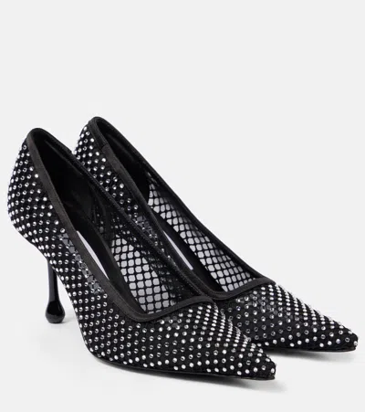 Jimmy Choo Ixia 80 Embellished Mesh Pumps In Black
