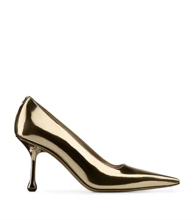 Jimmy Choo Ixia 80 Leather Pumps In Gold
