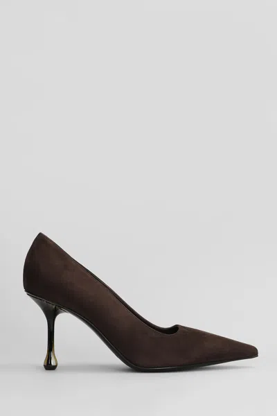 JIMMY CHOO IXIA 80 PUMPS IN BROWN SUEDE