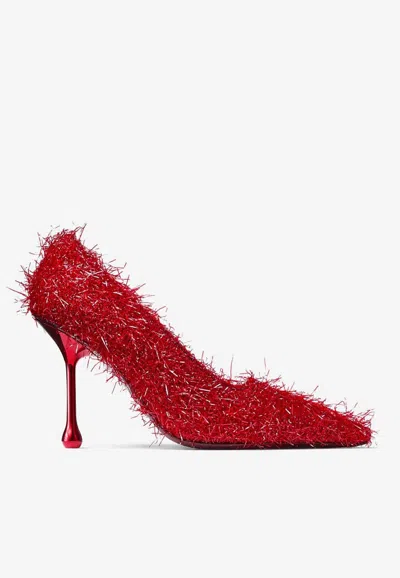 Jimmy Choo Ixia 80 Tinsel Pumps In Red