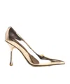 Jimmy Choo Ixia Metallic Pointed Toe Pump In Golden