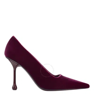 Jimmy Choo Ixia 95 Pointed-toe Velvet Pumps In Red