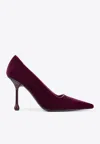 Jimmy Choo Ixia 95 Pointed-toe Velvet Pumps In Purple