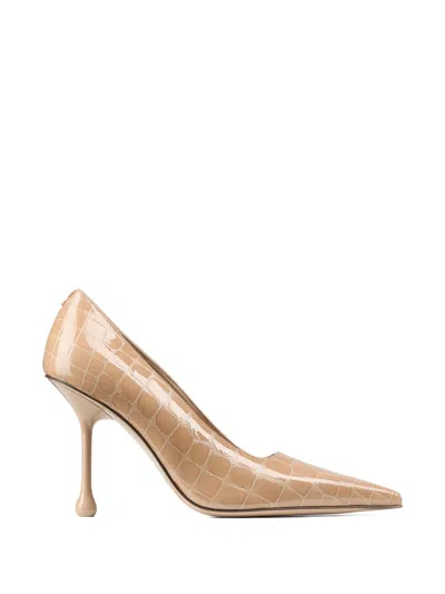 Jimmy Choo Ixia Croc-effect Patent Leather Pumps In Neutral