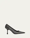 Jimmy Choo Ixia Crystal Net Mesh Pumps In Black / Crystal