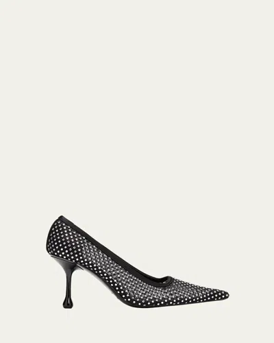 Jimmy Choo Ixia Crystal Net Mesh Pumps In Black / Crystal