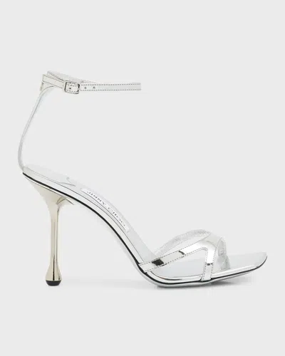 Jimmy Choo Ixia Metallic Ankle-strap Sandals In Silver