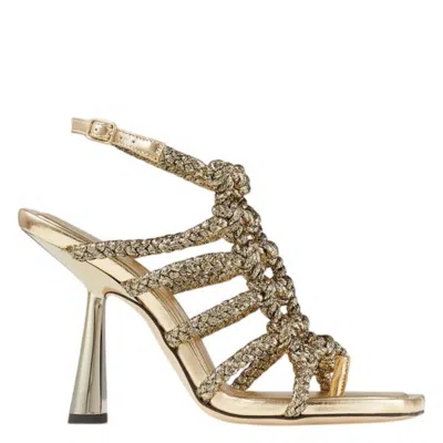 Jimmy Choo Izobel 100 Metallic Lurex Sandals In Gold