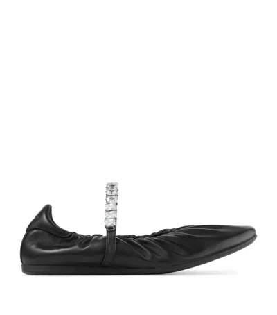 Jimmy Choo Jade Embellished Leather Ballet Flats In Black
