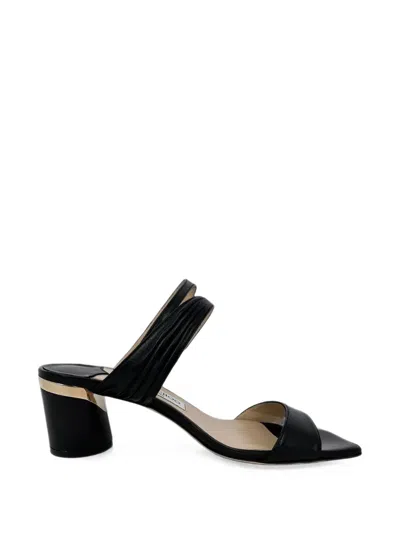 Pre-owned Jimmy Choo Jago Leather Sandals In Black