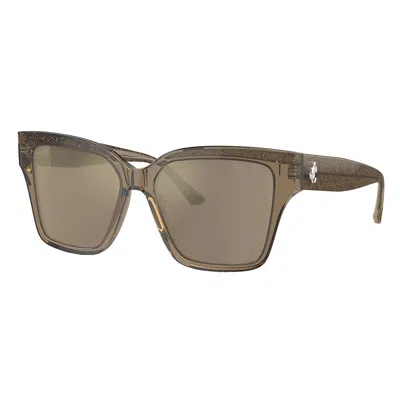 Jimmy Choo Jc 5003 50405a 55mm Womens Pillow Sunglasses In Light Brown Mirror Gold