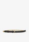 Jimmy Choo Jc-chain Calf Leather Belt In Black