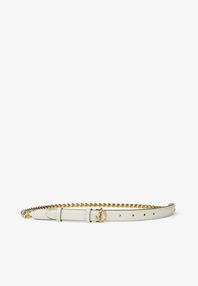 Jimmy Choo Jc-chain Calf Leather Belt In Gold