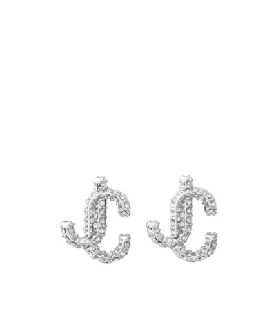 Jimmy Choo Jc Crystal-embellished Stud Earrings In Metallic