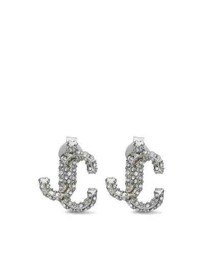 Jimmy Choo Jc Crystal Stud Earrings In Silver