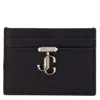 Jimmy Choo Jc Emblem Leather Card Holder In Gold Tone/black