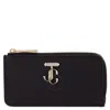 Jimmy Choo Jc Emblem Zip-around Card Holder In Gold Tone/black