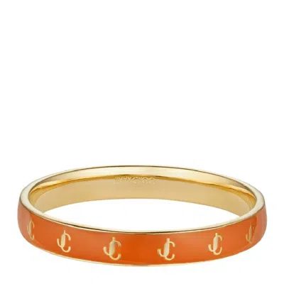 Jimmy Choo Jc Enamel Metal And Amber Bangle In Orange