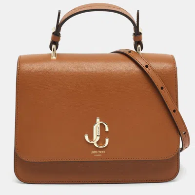 Pre-owned Jimmy Choo Jc Flap Brown Leather Top Handle Bag