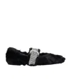 Jimmy Choo Krista Faux Fur Crystal-buckle Ballerina Flats In Black