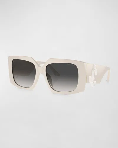 Jimmy Choo Jc Logo Acetate Butterfly Sunglasses In White