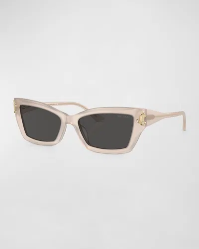 Jimmy Choo Jc Logo Acetate Cat-eye Sunglasses In Opal Beige