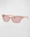 Jimmy Choo Jc Logo Acetate Cat-eye Sunglasses In Opal Pink