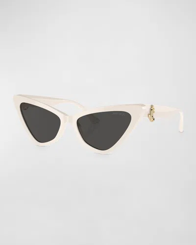 Jimmy Choo Jc Logo Acetate Cat-eye Sunglasses In White