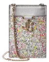 Jimmy Choo Jc Logo Glitter & Leather Card Holder On Chain In Multi