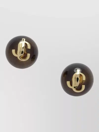 Jimmy Choo Jc Logo Stud Earrings Gold Tone In Black