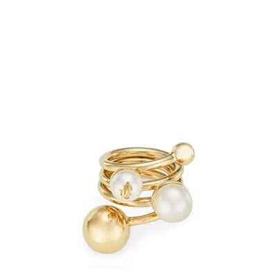 Jimmy Choo Jc Multi Pearl Ring In Gold/white