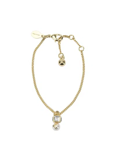 Jimmy Choo "jc Pearl Cube" Bracelet In Gold