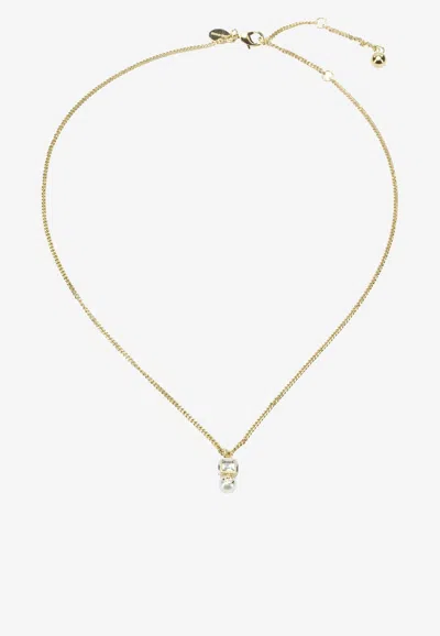 Jimmy Choo Jc Pearl Cube Necklace In Gold