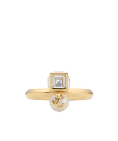 Jimmy Choo Jc Pearl Cube Ring In Gold